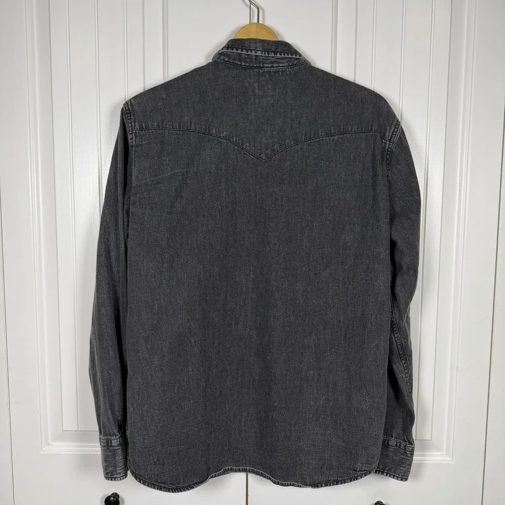 LEVIS Barstow Western Button Down Denim Shirt Men's Large Long Sleeve Black